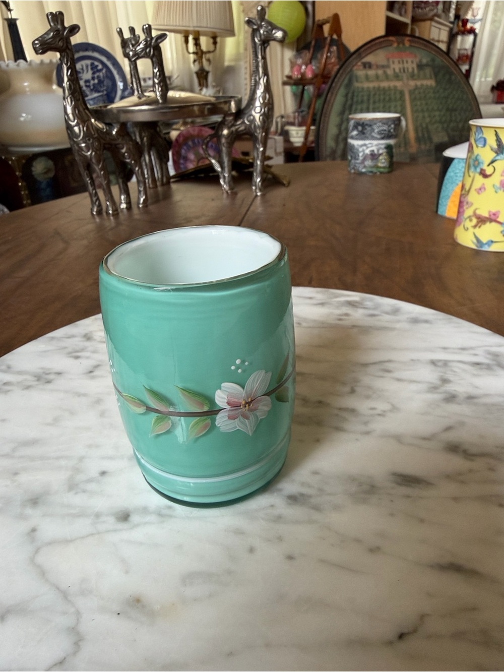 Rare Fenton Art Glass Spruce Green Overlay Tumbler